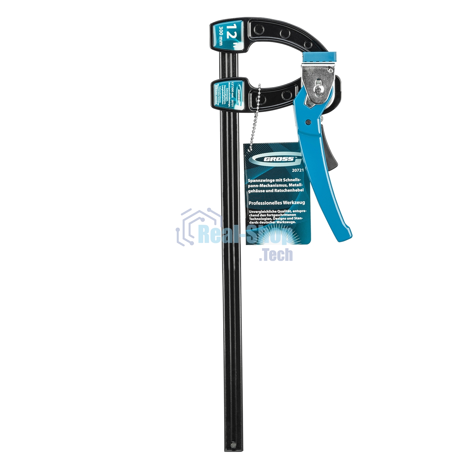 Струбцина реечная Gross быстрозажимная, металлический корпус, рычажный храповый механизм, 12