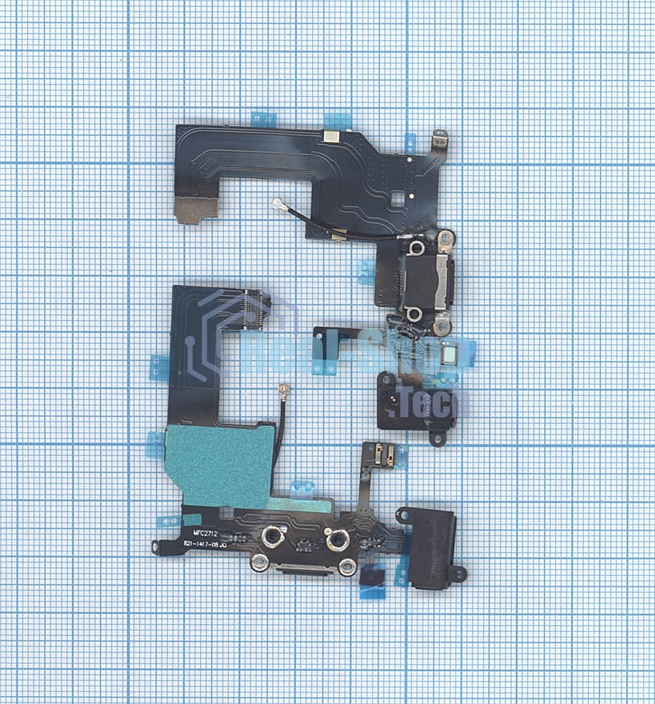 Шлейф разъема питания с аудио-разъемом для iPhone 5 черный