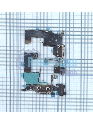Шлейф разъема питания с аудио-разъемом для iPhone 5 черный