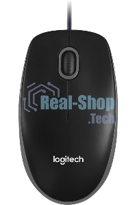 Мышь проводная Logitech B100 черный, 1000 dpi, USB, кнопки - 3