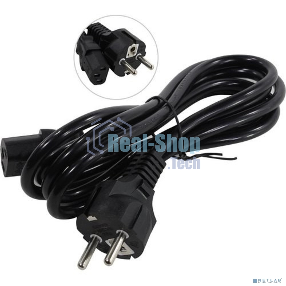 Кабель питания ExeGate Power PC-1,8P (Евровилка Schuko->С13) VDE-250V-3*1.0-CU, 10A, черный, 1.8м