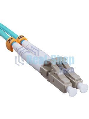 Патч-корд оптический Cabeus Tight Buffer, Duplex LC/LC, OM3 50/125, LSZH, 10 м, d= 3 мм, серый хвостовик, аква