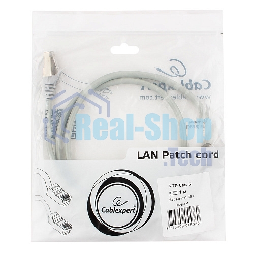 Патч-корд FTP Cablexpert cat.6, 1м, литой, многожильный, серый