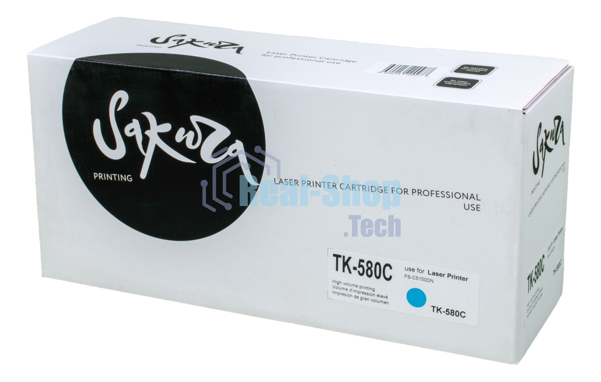 Картридж Sakura TK580C для Kyocera Mita FS-5150DN/5250DN, синий, 2800 к.