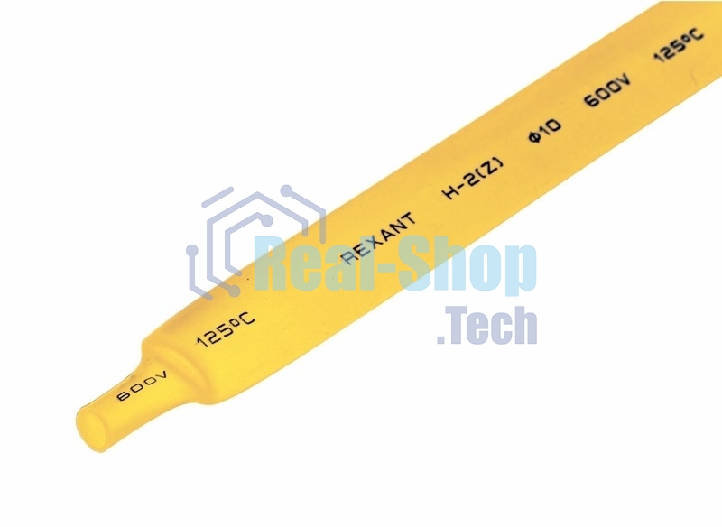 Термоусаживаемая трубка Rexant 10,0/5,0 мм, желтая, упаковка 50 шт. по 1 м