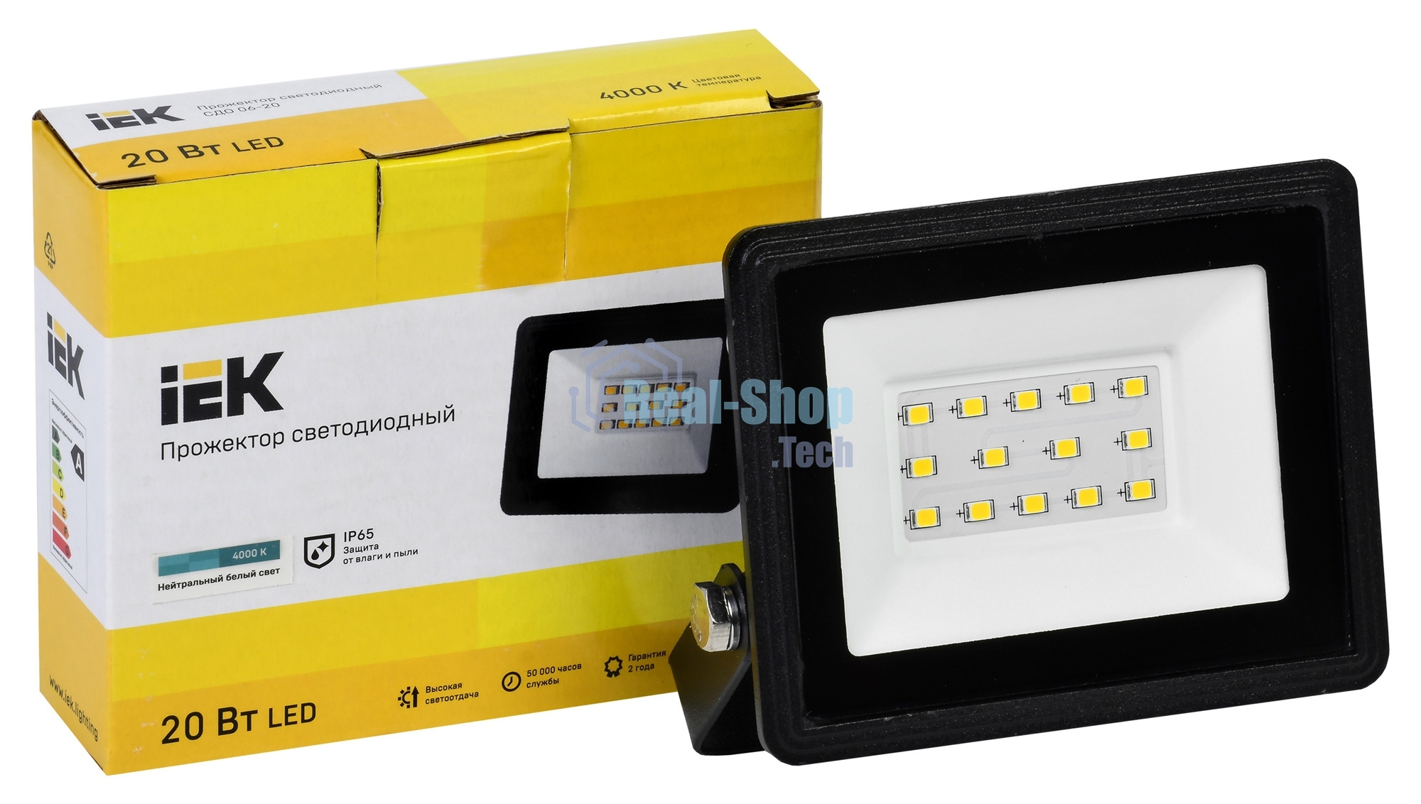 Прожектор светодиодный СДО 06-20 4000К IP65 черный ИЭК LPDO601-20-40-K02