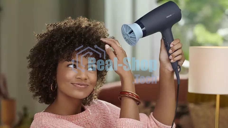 Фен Philips Фен Philips/ 2100 Вт, 6 режимов, ионизация, ThermoProtect, концентратор, диффузор, шнур 1,8 м. синий.