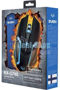 Мышь проводная SVEN RX-G740 черный, 2400 dpi, USB, кнопки - 6