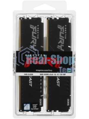 Оперативная память Kingston Fury Beast AMD, DDR5, 64Gb (2x32 Gb), 6000 MHz, CL36, радиатор, черный