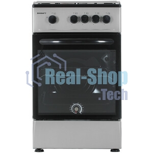 Плита газовая Kraft KF-FSK5301GS серый, конфорок 4 газовых, духовка 58 л, 50 см x 85.5 см x 55.6 см