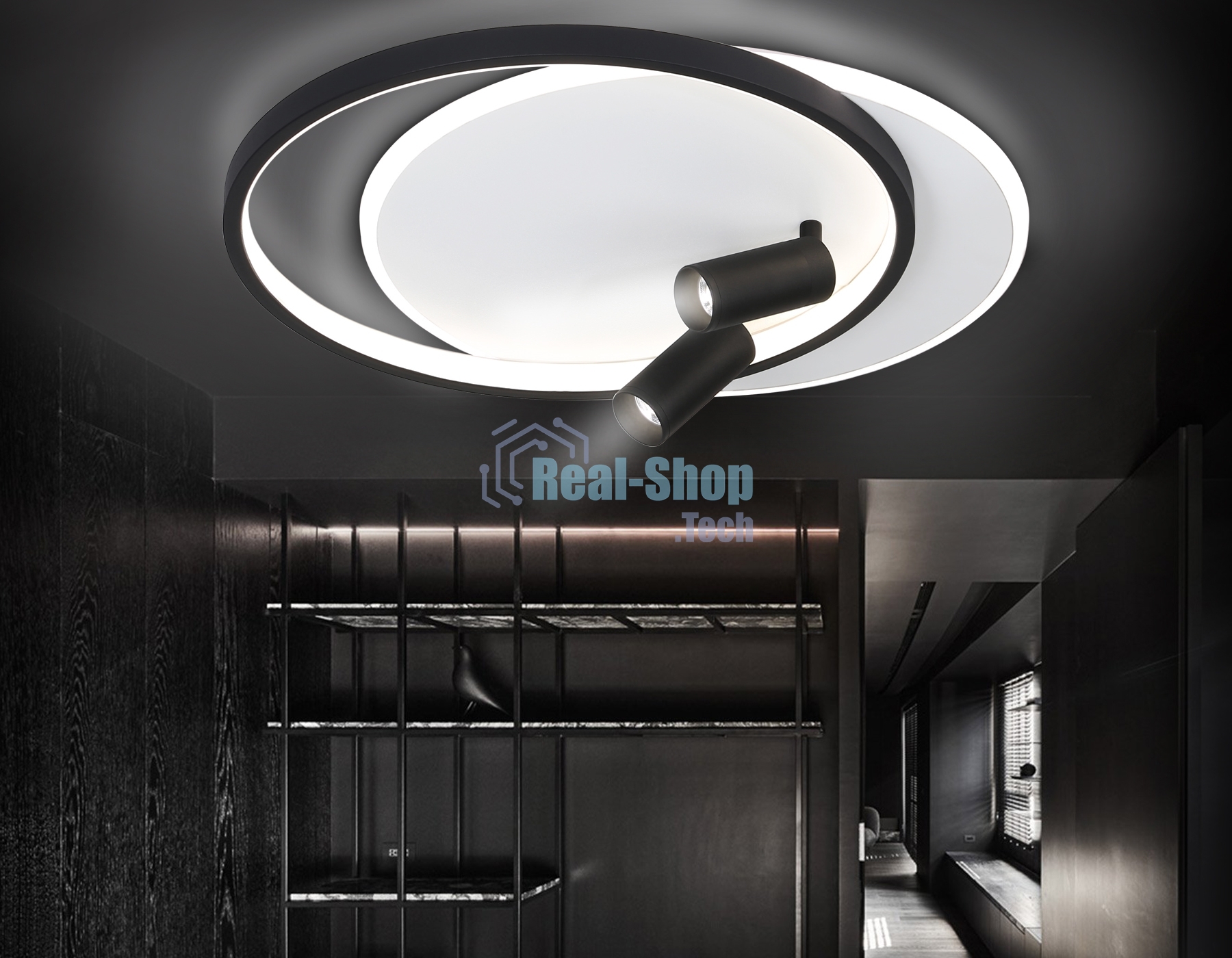 Светильник Ambrella light FL5137/2+2 WH/BK белый/черный 66W 3000K/4200K/6400K+4200K 500*420*130 (ПДУ ИК)