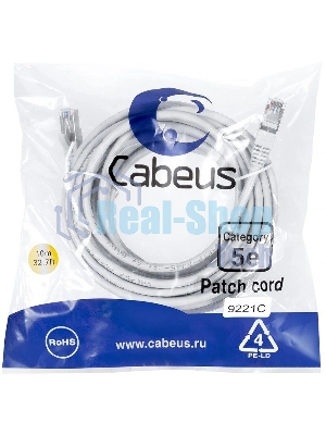 Шнур комм. Cabeus, кат. 5е, экр., F/UTP, RJ45/RJ45, LSZH, AWG24 20м, серый