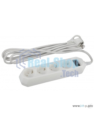 Сетевой фильтр ЭРА USF-M-4es-1.5m-W, 1.5м, белый б0019741