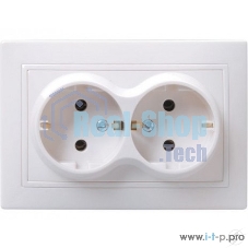 Розетка Iek ERK24-K01-16-DM РС12-3-КБ 2 местн. c з/к без защ.штор. 16А КВАРТА (белый)