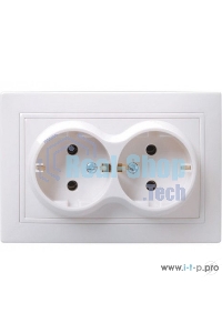 Розетка Iek ERK24-K01-16-DM РС12-3-КБ 2 местн. c з/к без защ.штор. 16А КВАРТА (белый)