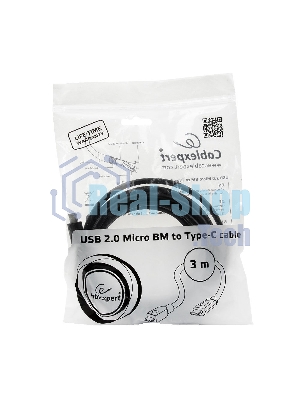 Кабель Cablexpert CCP-USB2-mBMCM-10 USB2.0 microBM/USB3.1TypeC, 3м, 