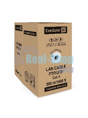 Кабель ExeGate FTP 4 пары кат.6 медь, 23AWG, экран, бухта 305м, серый, PVC