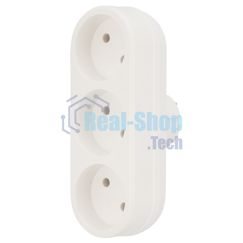 Тройник электрический Rexant линейный 6-10 А без заземления белый