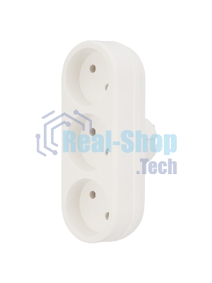 Тройник электрический Rexant линейный 6-10 А без заземления белый