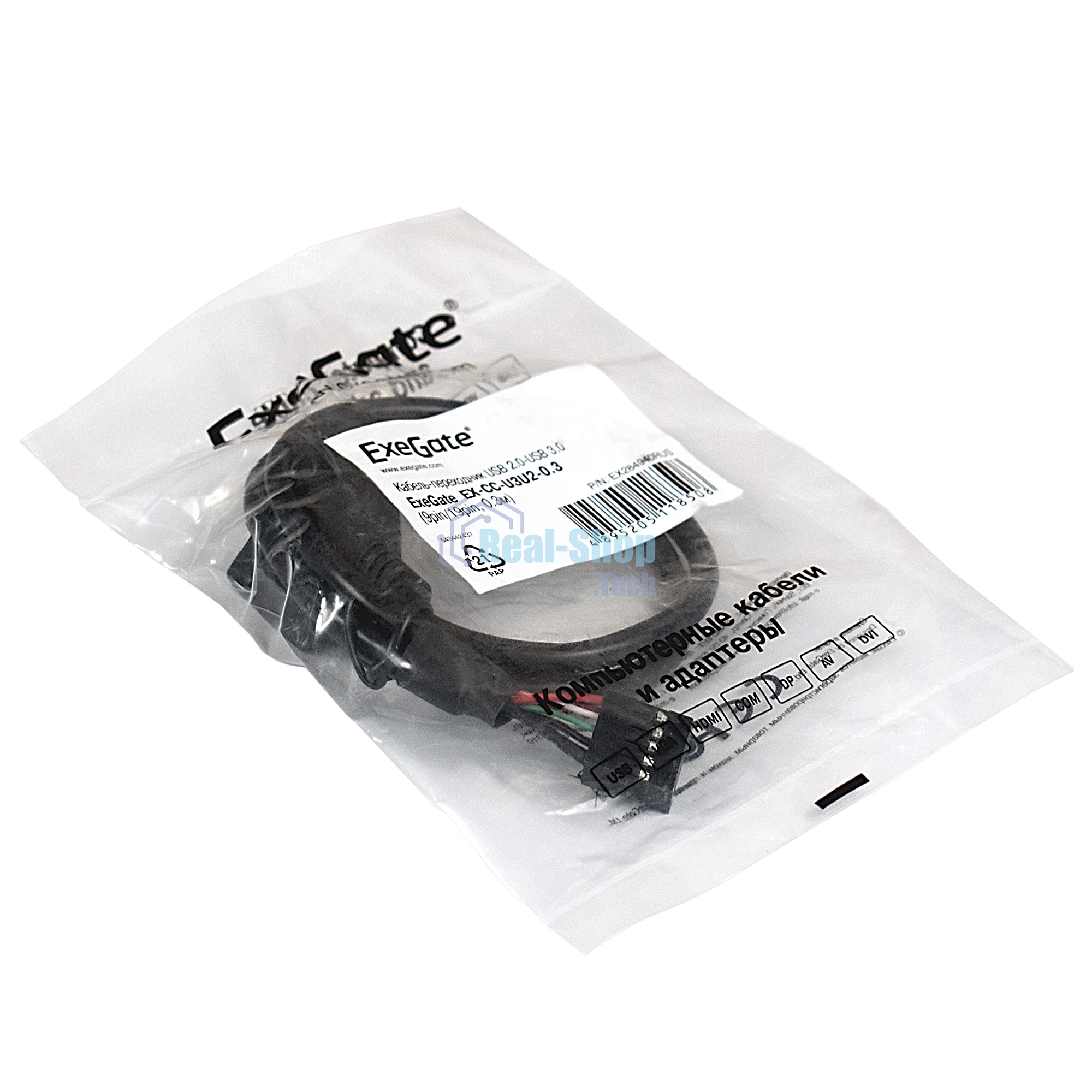 Кабель-переходник ExeGate EX284940RUS USB 2.0-USB 3.0 ExeGate EX-CC-U3U2-0.3 (9pin/19pin, 0,3м)