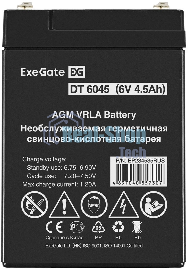 Батарея для ИБП ExeGate EP234535RUS DT 6045/EXG645 (6V 4.5Ah) клеммы F1