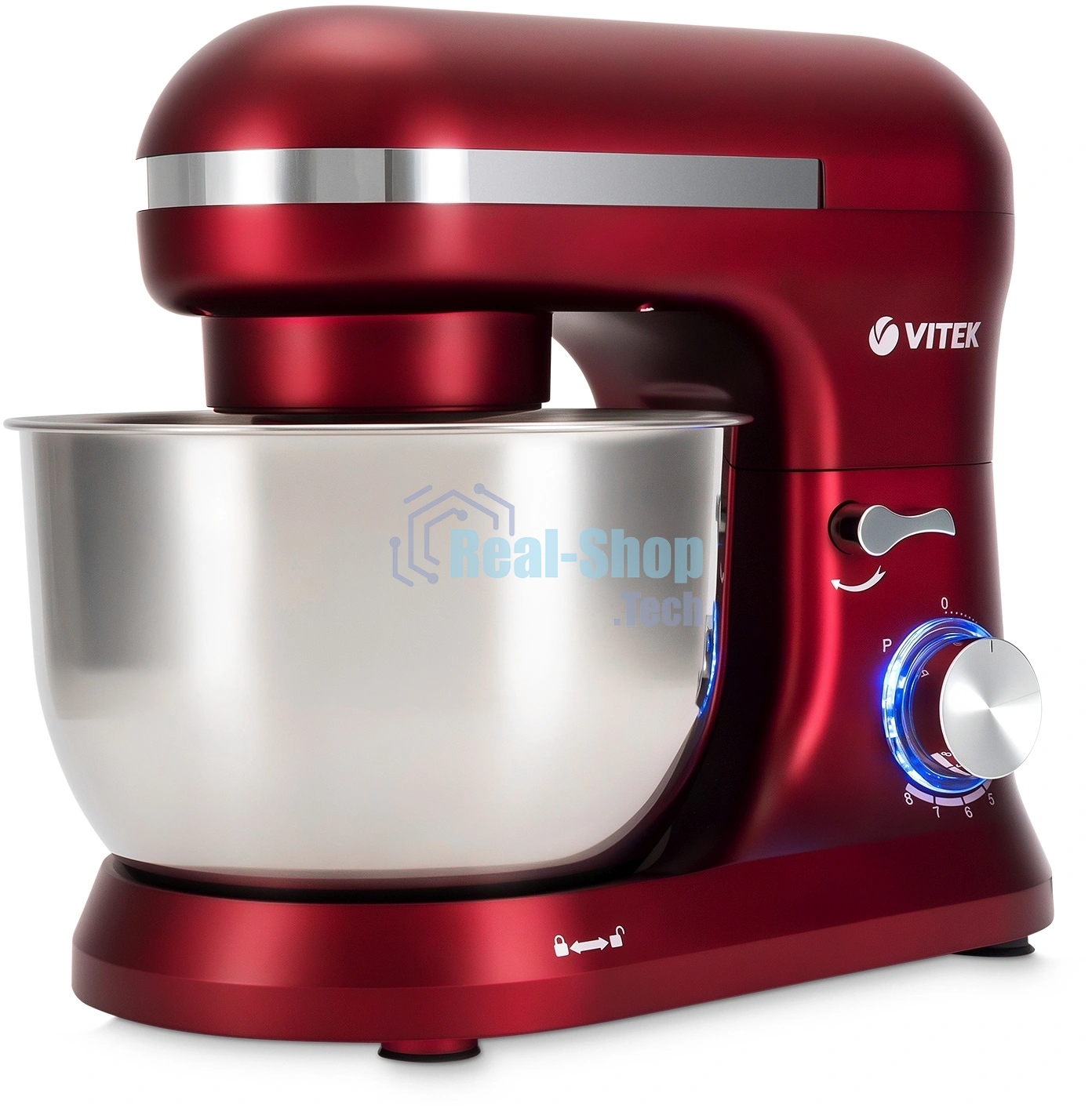 Миксер Vitek VT-PM0111 красный, стационарный, 1500 Вт, 4.5 л, 8 скоростей