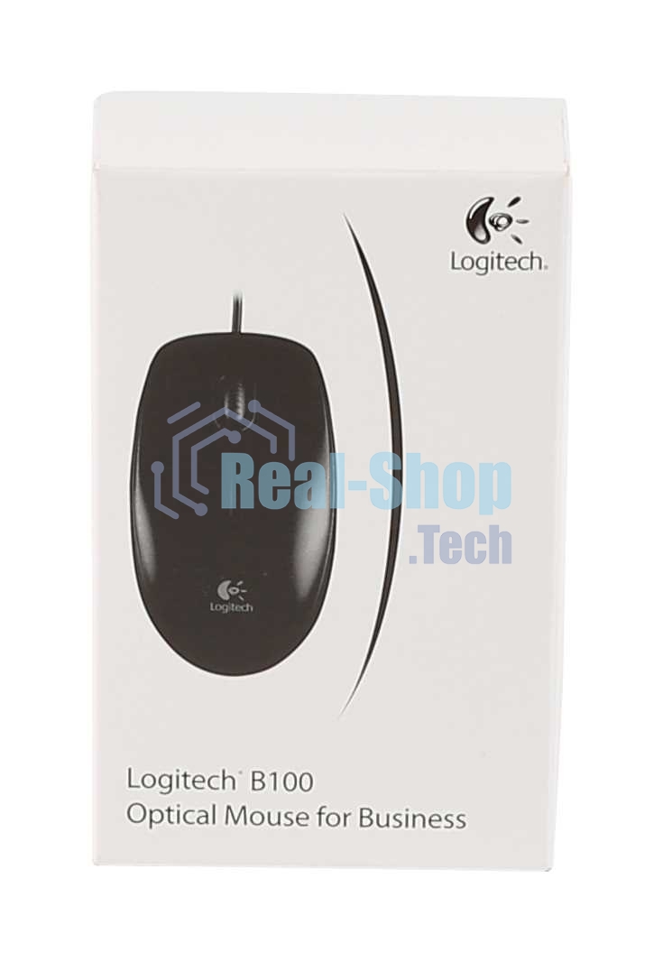 Мышь проводная Logitech B100 черный, 1000 dpi, USB, кнопки - 3