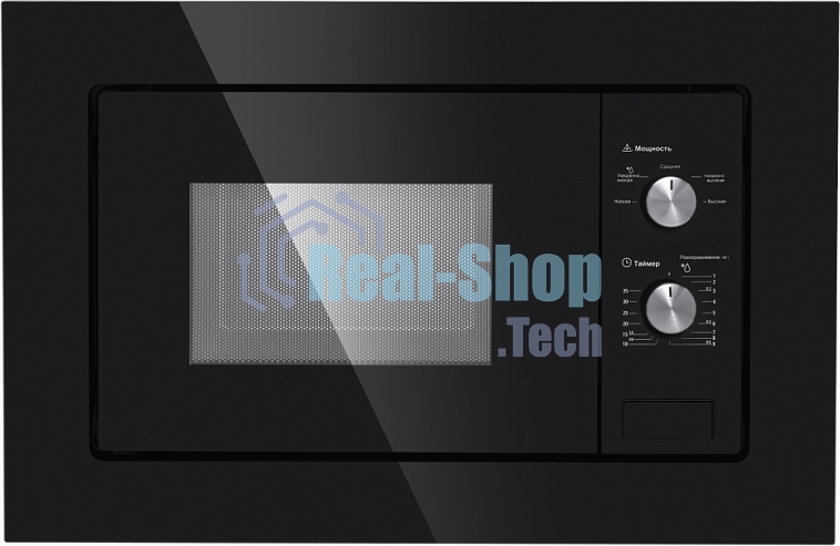 Микроволновая печь встраиваемая Maunfeld MBMO.20.1PGB черный, 20 л, 800 Вт, переключатели - поворотный механизм