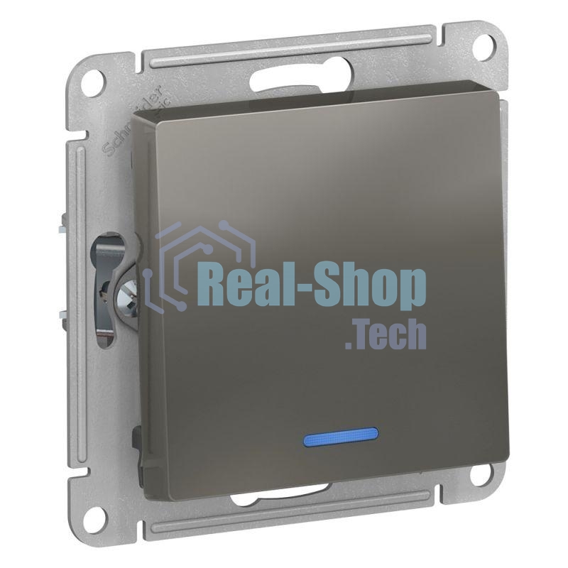 Механизм выключателя 1-кл. СП AtlasDesign 10А IP20 (сх. 1а) 10AX с подсветкой сталь SchE ATN000913