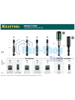 Биты KRAFTOOL Impact Pro, Philips, тип хвостовика E 1/4