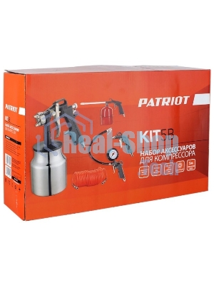 Набор пневмоинструмента PATRIOT KIT 5В5пр. краскопульт с н.баком пистолеты шланг5м пульверизатор