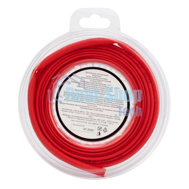 Трубка термоусаживаемая Rexant 4,0/2,0 мм красная, ролик 2,44 м