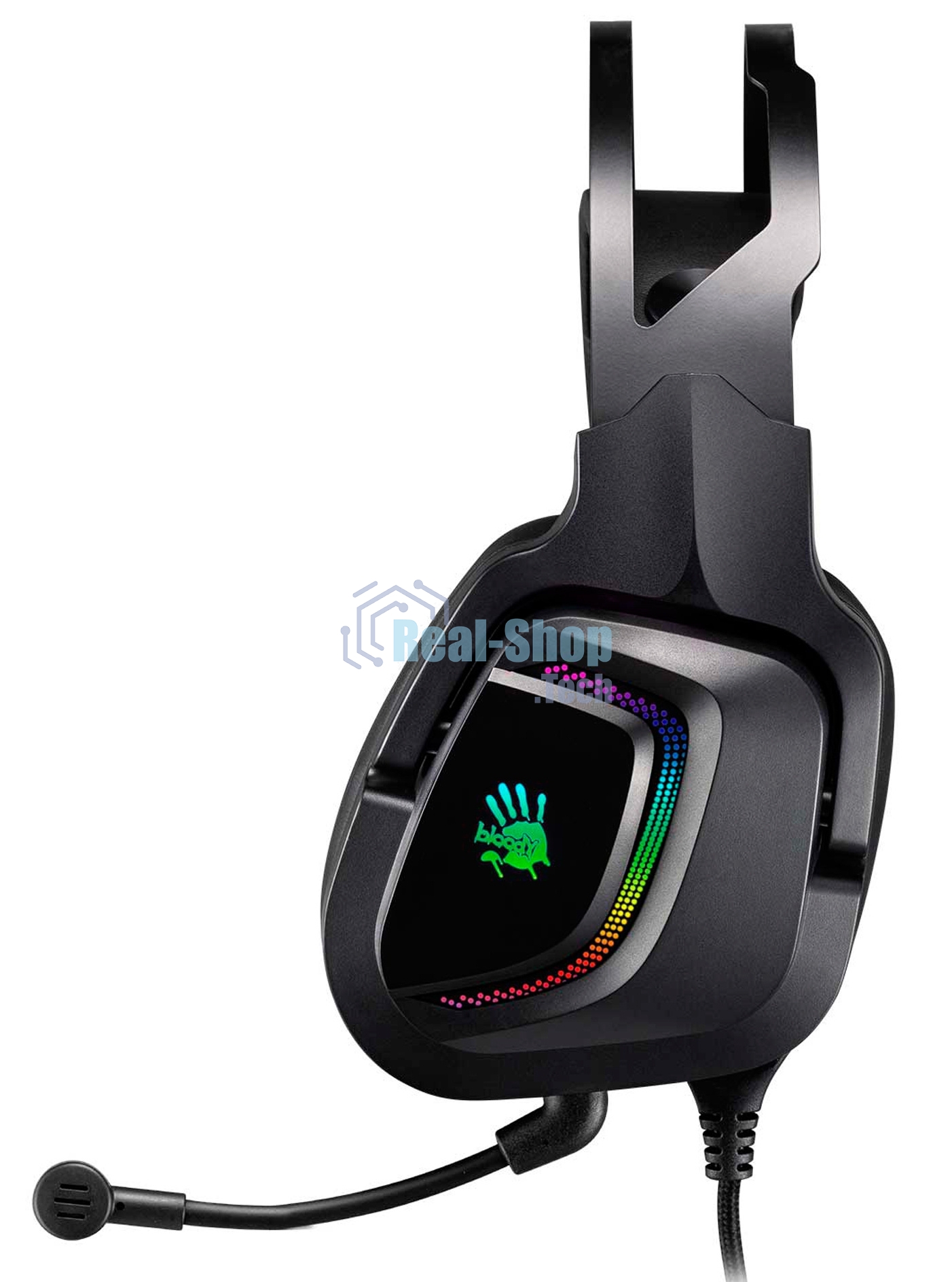 Гарнитура проводная с микрофоном A4Tech Bloody G570 черный/серый 2м мониторные USB оголовье (G570 USB/BLACK + GREY)