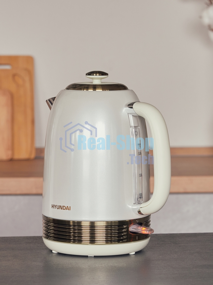 Чайник электрический Hyundai HYK-S4500 1.7л. 2200Вт жемчужный/золотистый (корпус: нержавеющая сталь/пластик)