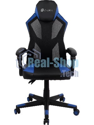 Кресло игровое Оклик 121G черный/синий сиденье черный/синий искусст.кожа/сетка с подголов. крестов. пластик черный