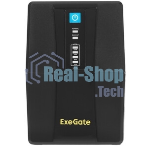 Источник бесперебойного питания ExeGate Power NB-850.LED.AVR.2SH.USB (850VA/510W, LED, AVR, 2*Schuko, USB, батарея 12V 9Ah, черный)