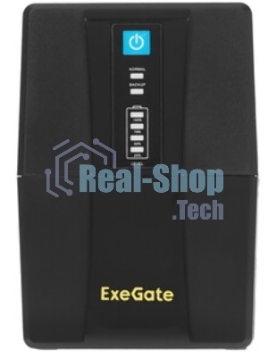 Источник бесперебойного питания ExeGate Power NB-850.LED.AVR.2SH.USB (850VA/510W, LED, AVR, 2*Schuko, USB, батарея 12V 9Ah, черный)