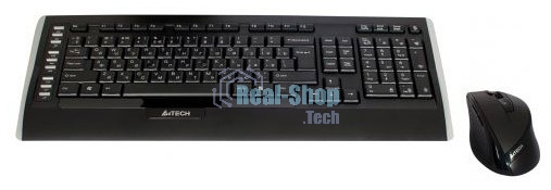 Комплект клавиатура + мышь A4TECH W 9300F USB черный, 2.4G наноприемник