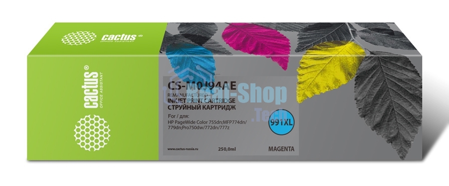 Картридж струйный Cactus CS-M0J94AE (991XL) пурпурный (250 мл) для HP PW 755dn/MFP774dn/779dn/Pro750dw/772dn