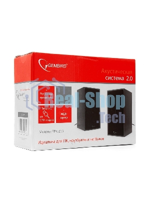 Акустическая система Gembird SPK-203, черный МДФ,2х3 Вт, регулятор громкости, USB