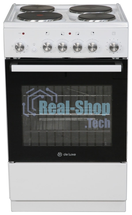Плита электрическая De Luxe 5004.16Э белый, конфорок 4 шт, духовка 46 л, 50 см x 85 см x 50 см