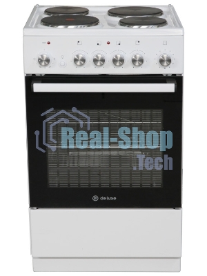 Плита электрическая De Luxe 5004.16Э белый, конфорок 4 шт, духовка 46 л, 50 см x 85 см x 50 см