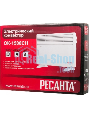 Конвектор электрический Ресанта ОК-1500СН белый, 1500 Вт, 15 м2, термостат