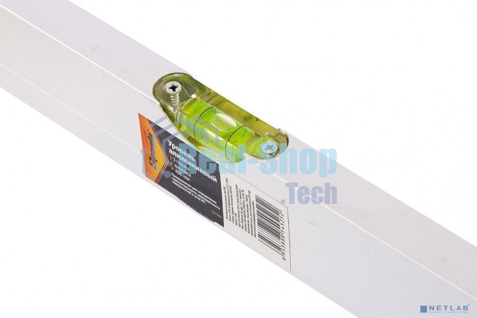 Уровень алюминиевый Sparta 400 мм, 3 глазка, линейка