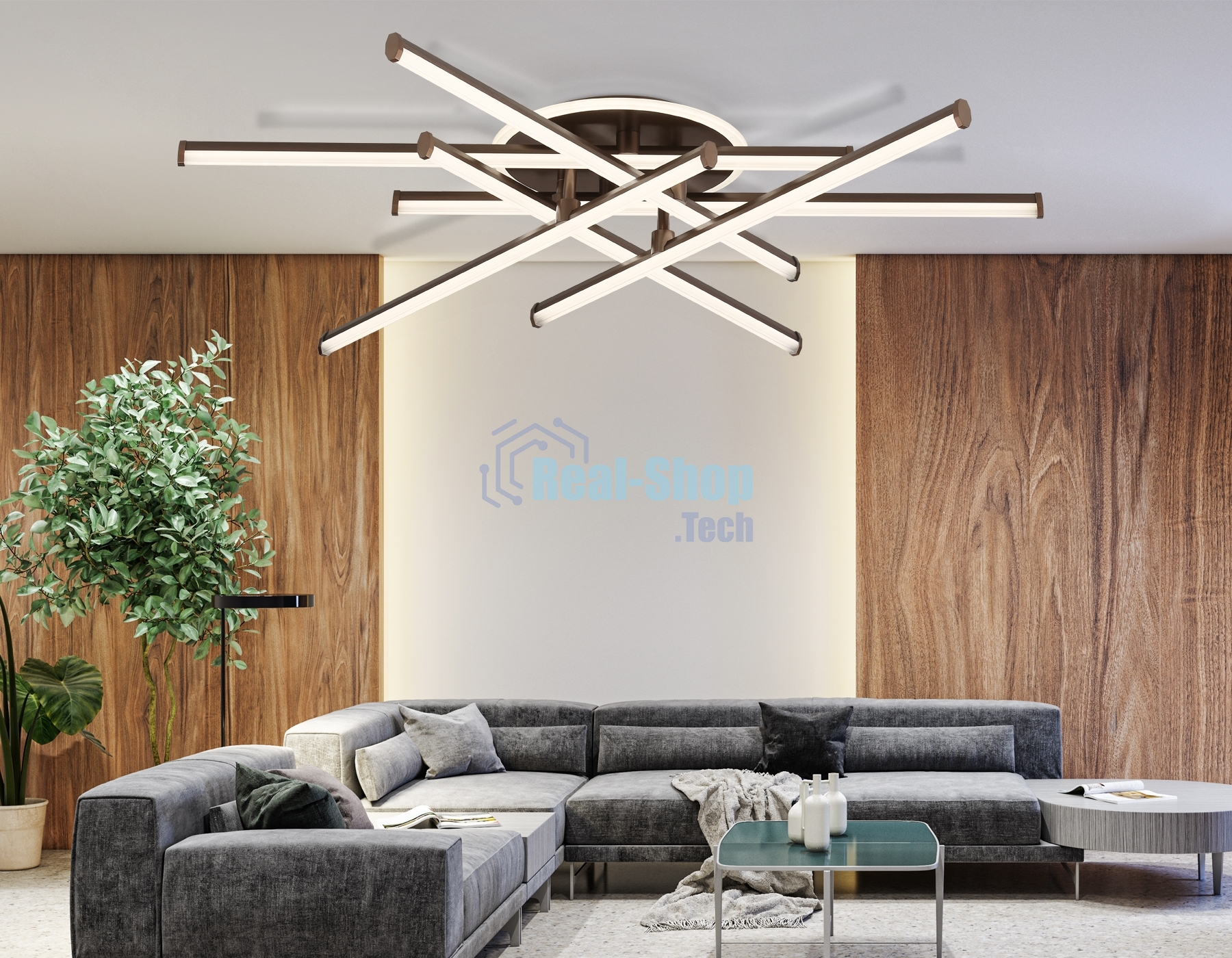 Потолочный светодиодный светильник Ambrella light FL6253 CF кофе 97W 3000K-6400K 805*760*170 (ПДУ ИК)