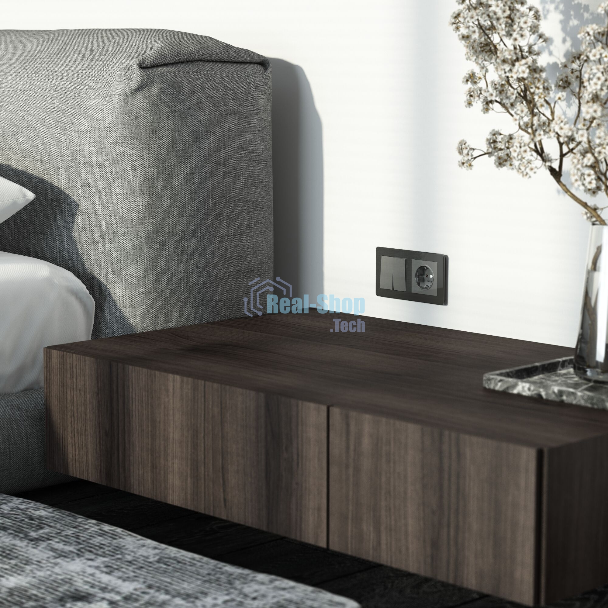 Выключатель двухклавишный WERKEL (графит акрил) W1120044