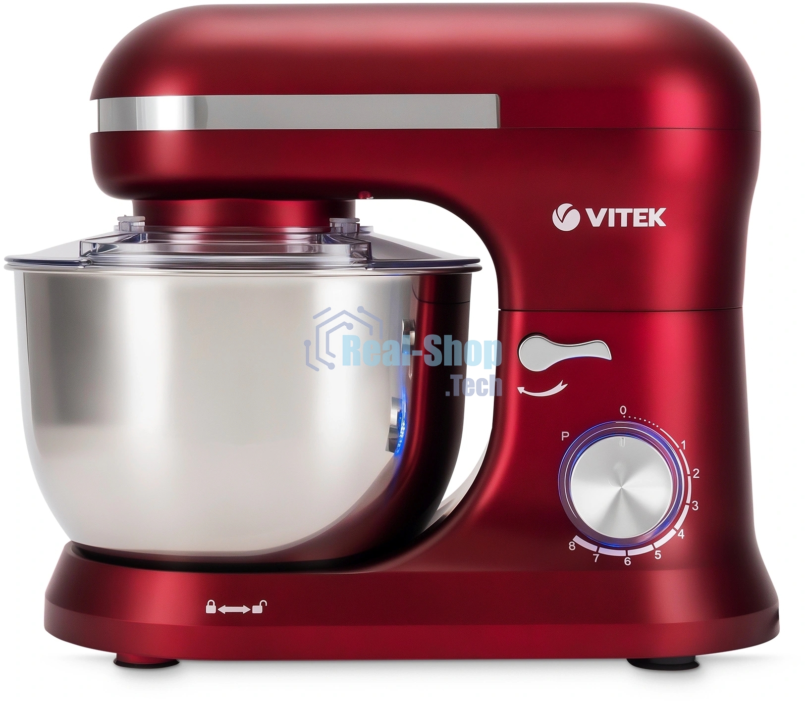 Миксер Vitek VT-PM0111 красный, стационарный, 1500 Вт, 4.5 л, 8 скоростей