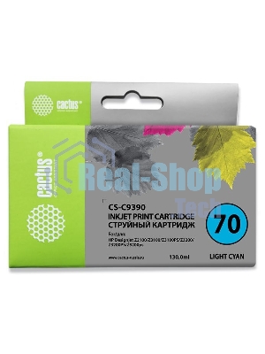 Картридж струйный Cactus CS-C9390 №70 светло-голубой (130 мл.) для HP DesignJetZ2100, Z2100GP, Z3100, Z3100GP, Z3100ps GP, Z3200, Z3200ps, Z5200, Z5400 ePrinter, Z5400ps PostScript