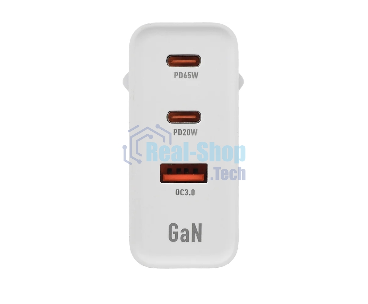 Сетевое зарядное устройство GOPOWER 1USB+2TYPE-C 65W QC3.0 GAN белый
