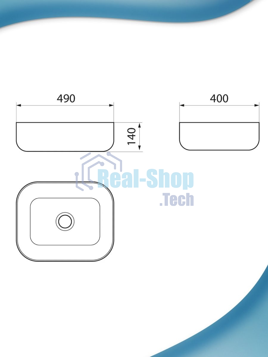 Раковина накладная прямоугольная BAU Stil PRO 50х40, белая